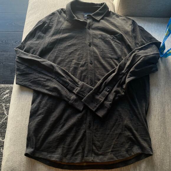 PRANA Ronnie Single Pocket Longsleeve Button Up Shirt Extra Large XL Grey - Picture 2 of 6